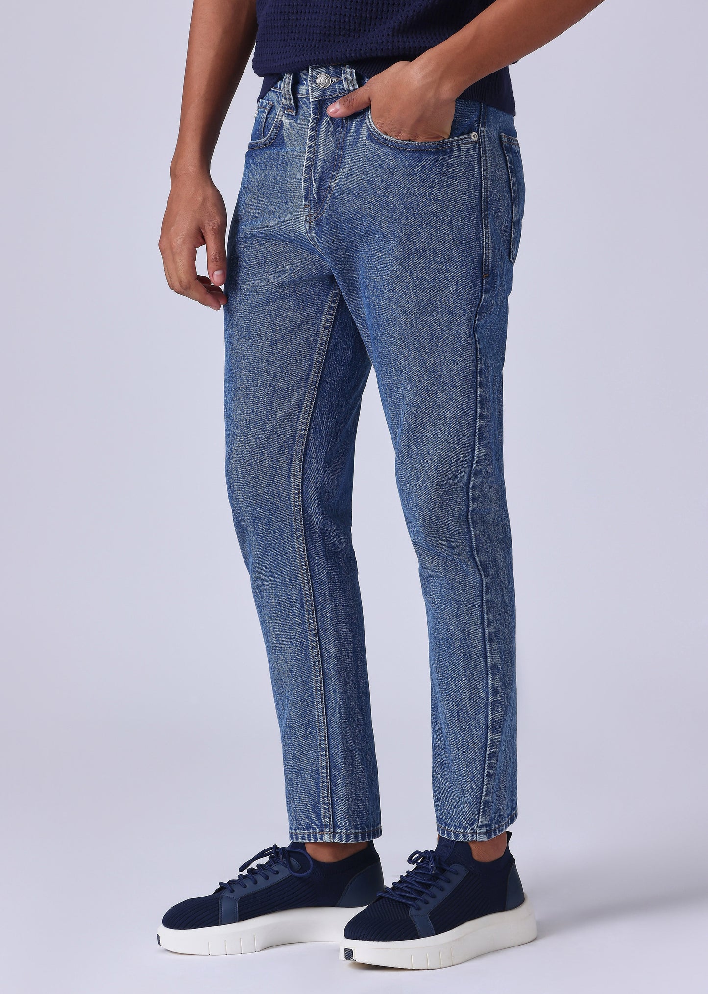 Dark Blue Wash Carrot Fit Jeans