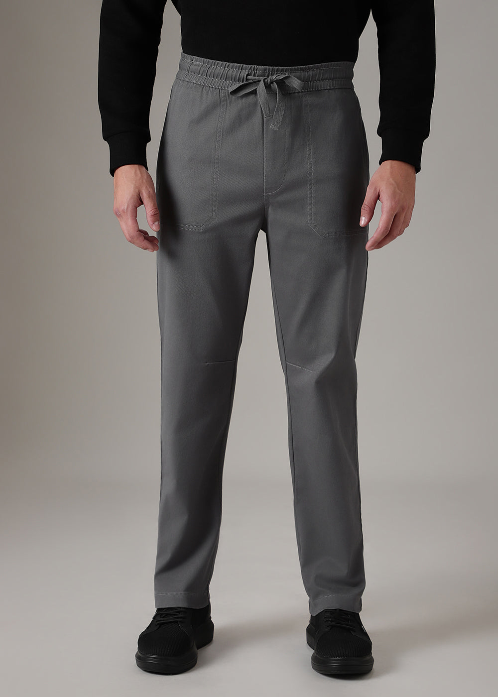 Dark Grey Drawstring Denim