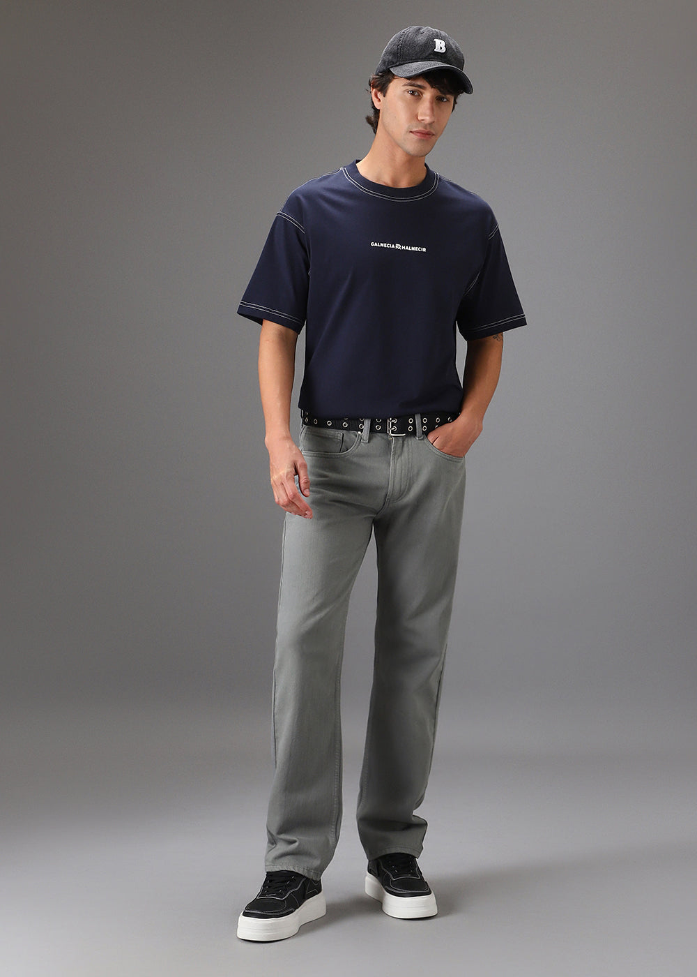 Dark Grey Regular Fit Denim