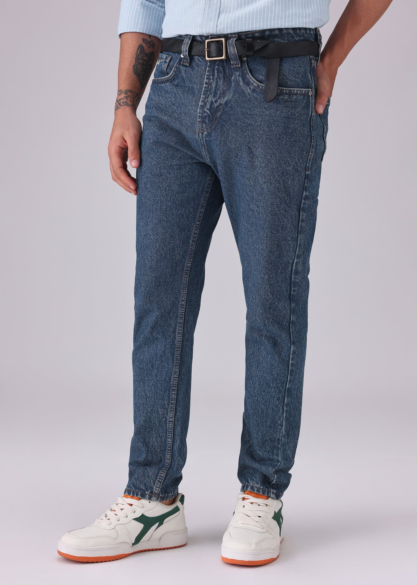 Dark Wash Carrot Fit Jeans