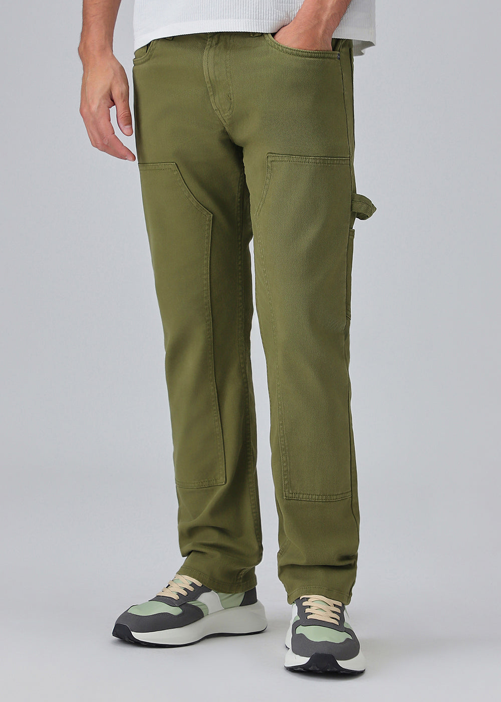 Dark Olive Green Cargo Denim