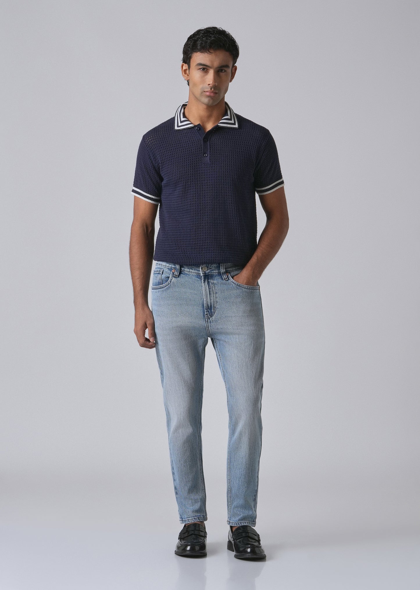 Faded Light Blue Straight Fit Denim