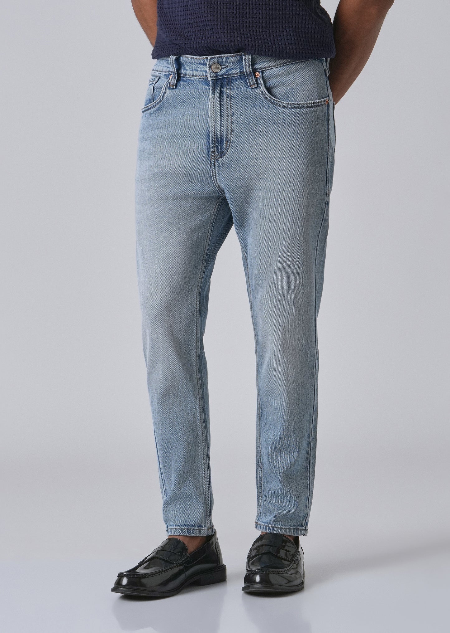 Faded Light Blue Straight Fit Denim