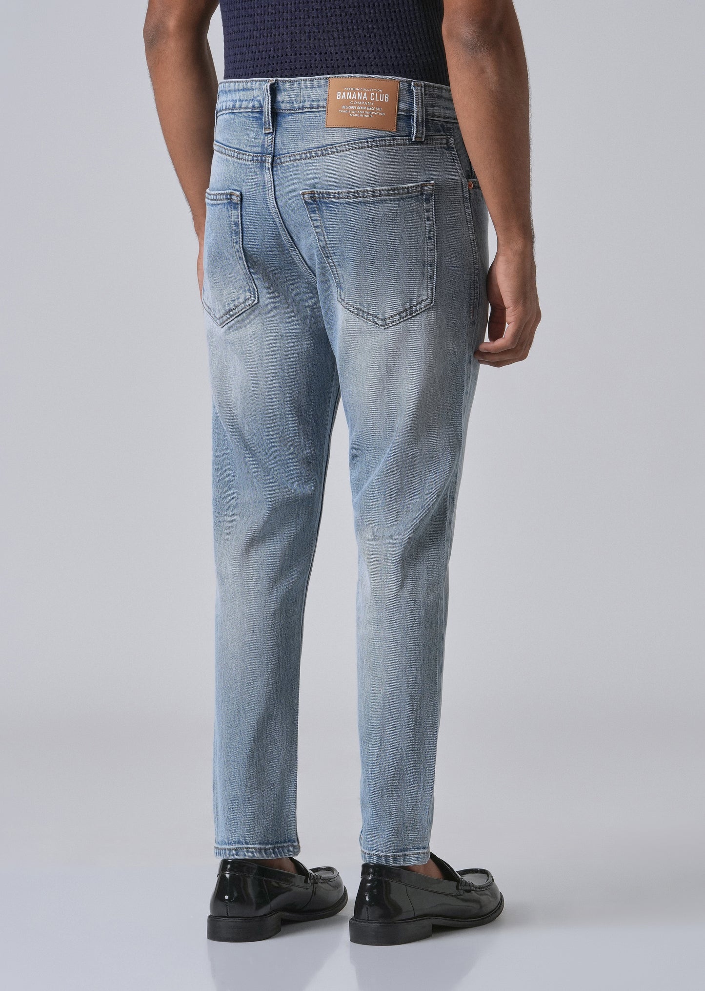 Faded Light Blue Straight Fit Denim