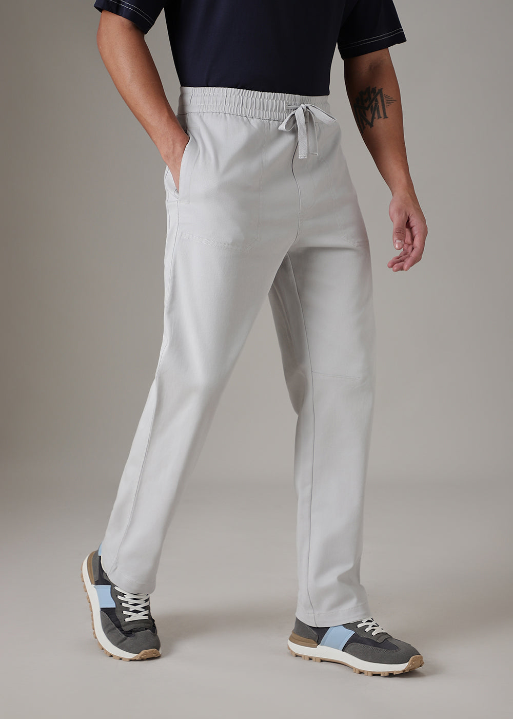 Grey Drawstring Denim