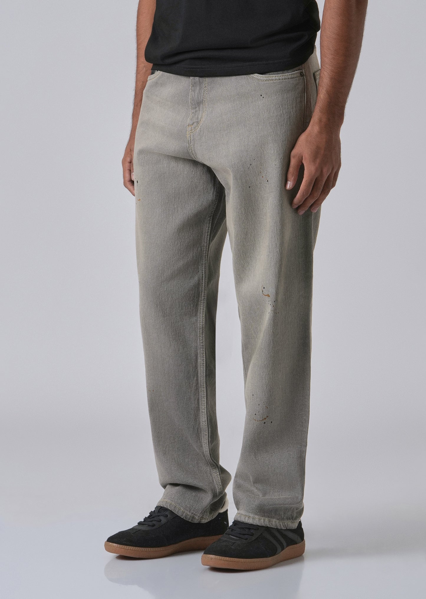 Grey Splatter Straight Fit Denim