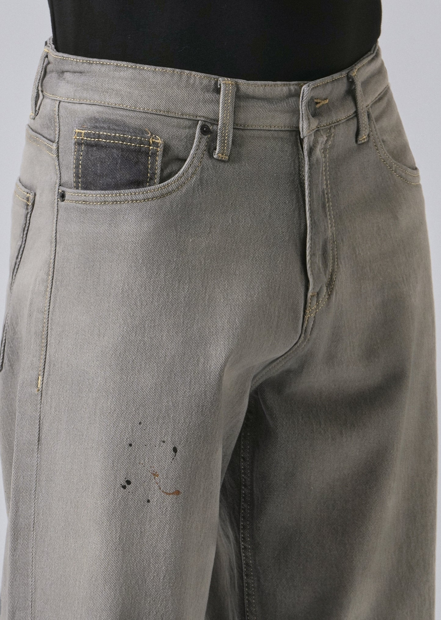 Grey Splatter Straight Fit Denim