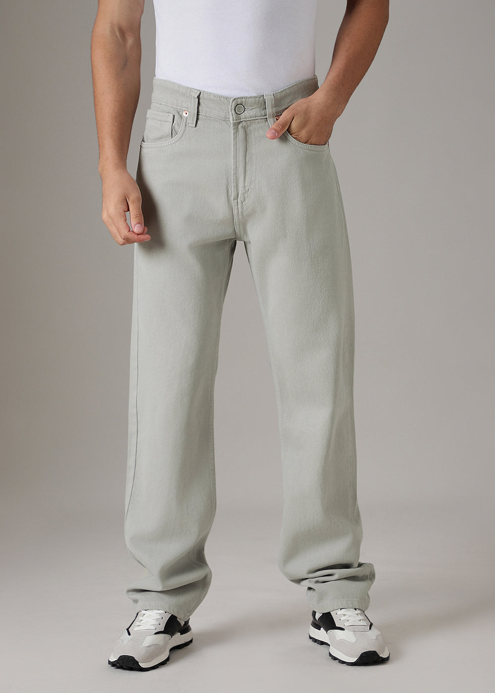 Grey Straight Fit Denim