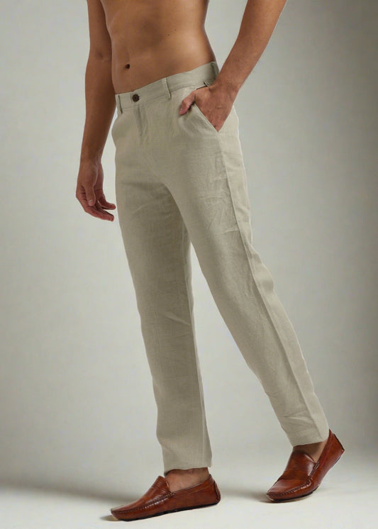 Ian Pure Linen Trousers - Ecru