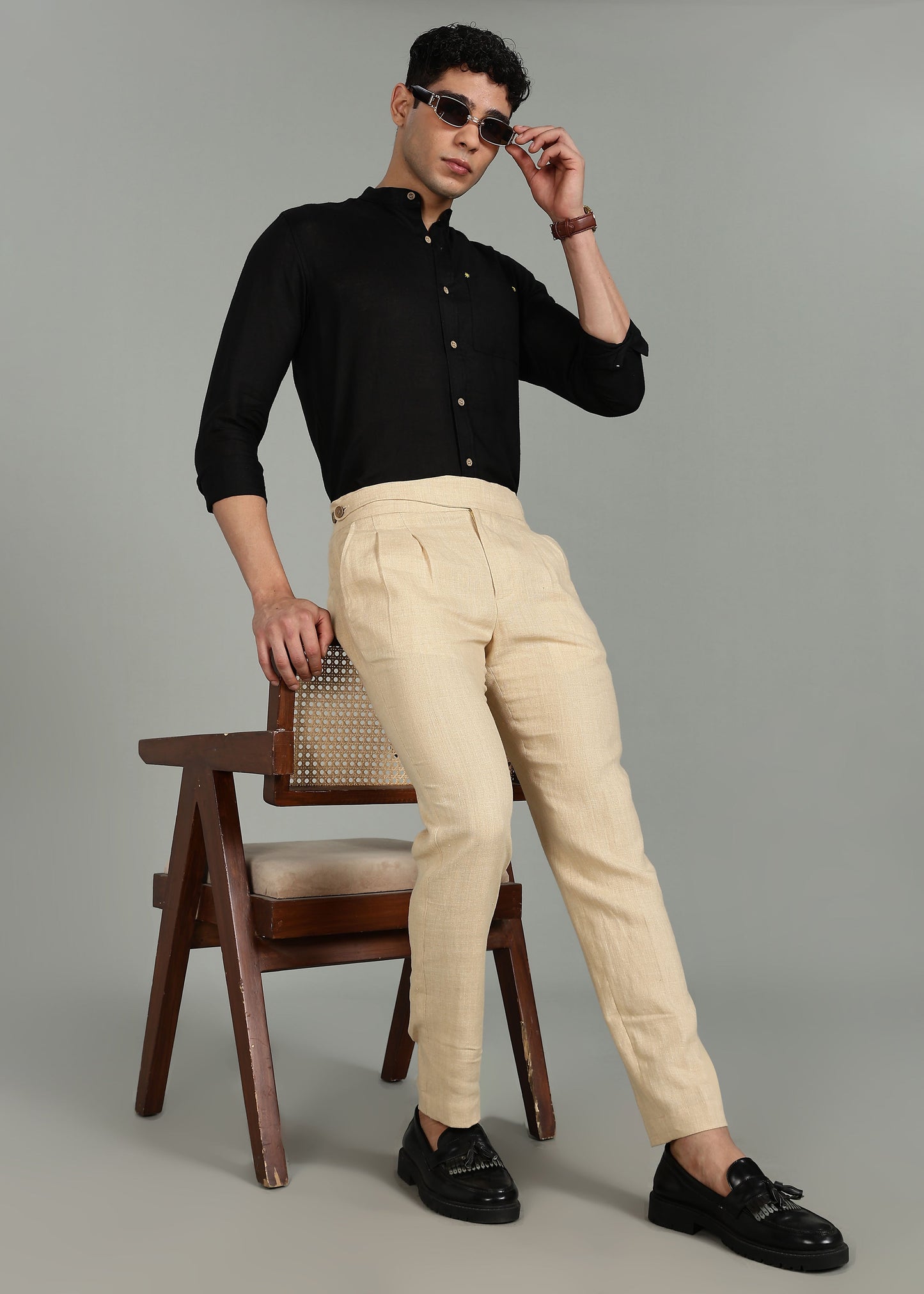Juan - Pure Linen Italian Inspired Formal Trousers – Cappuccino Beige