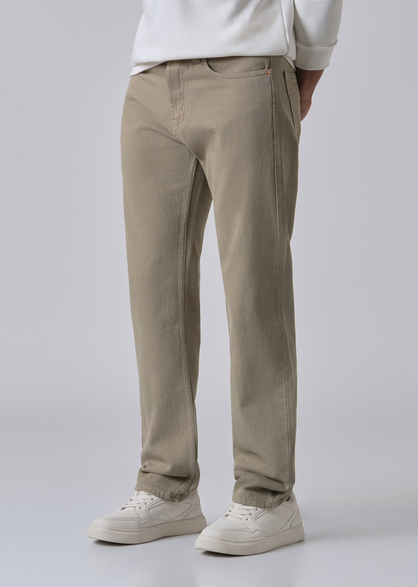 Khaki Green Straight Fit Denim