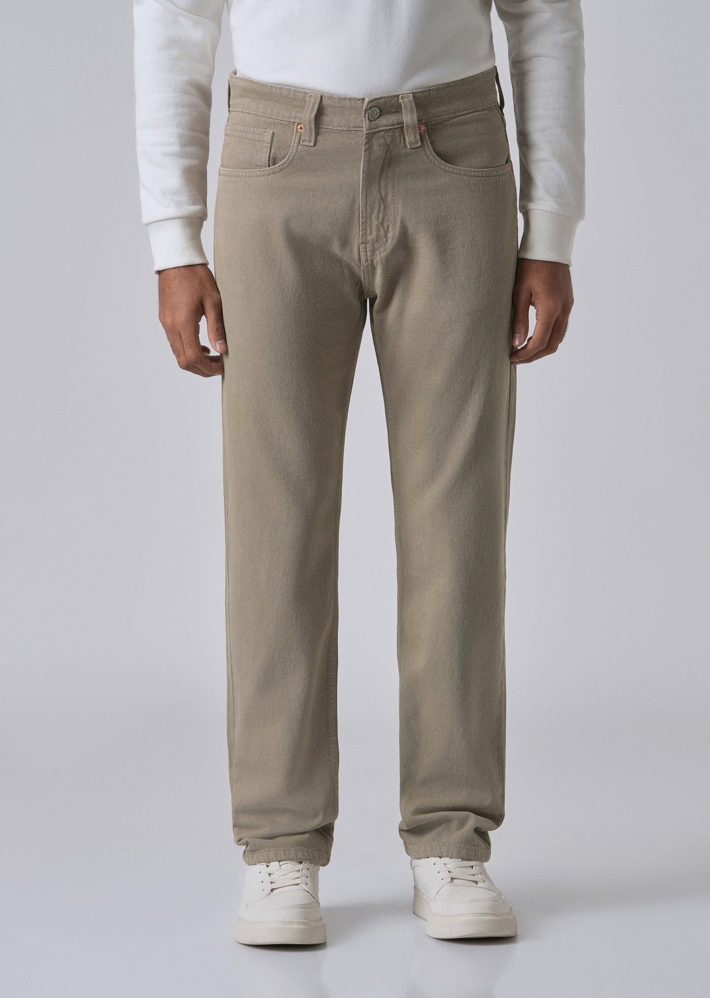 Khaki Green Straight Fit Denim