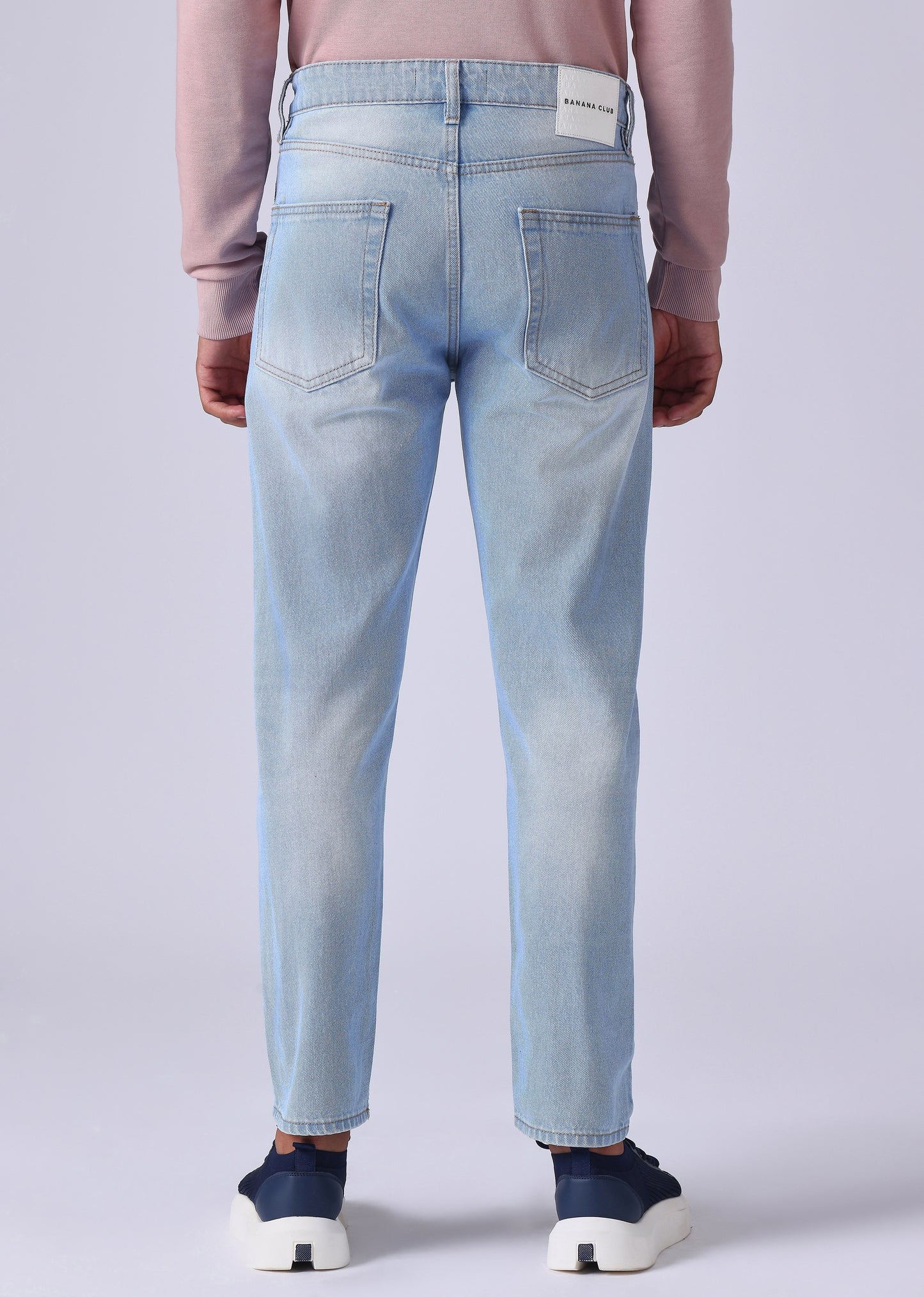 Light Blue Ribbed Carrot Fit Jeans