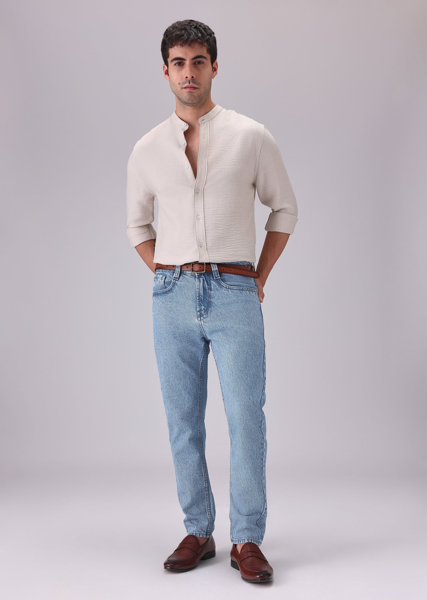 Light Blue Wash Carrot Fit Jeans