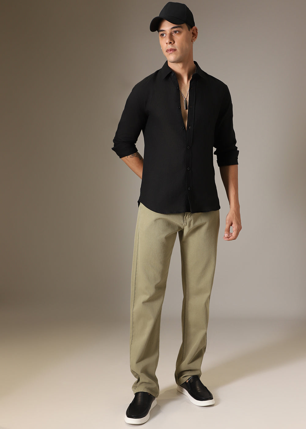 Light Olive Straight Fit Denim