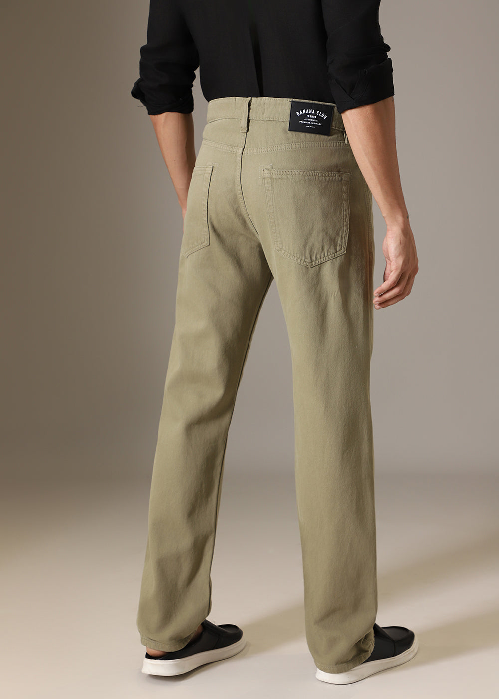 Light Olive Straight Fit Denim