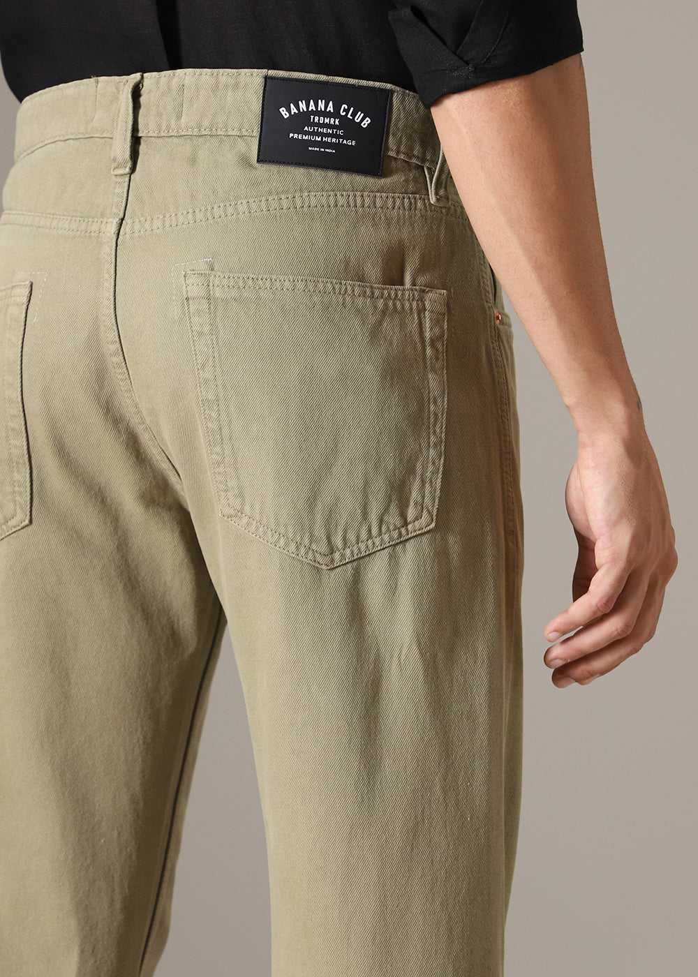 Light Olive Straight Fit Denim