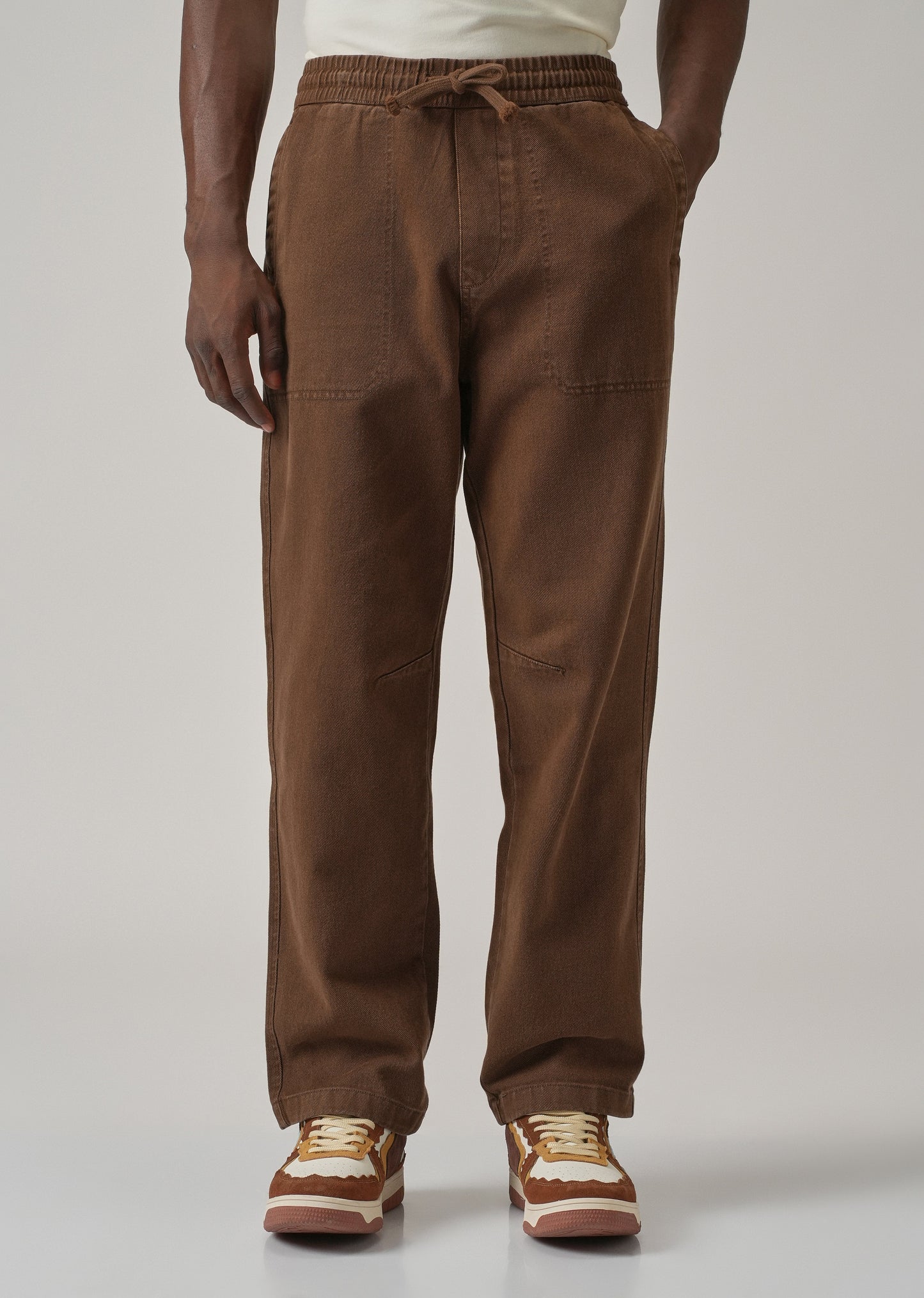 Light Brown Drawstring Drill Denim