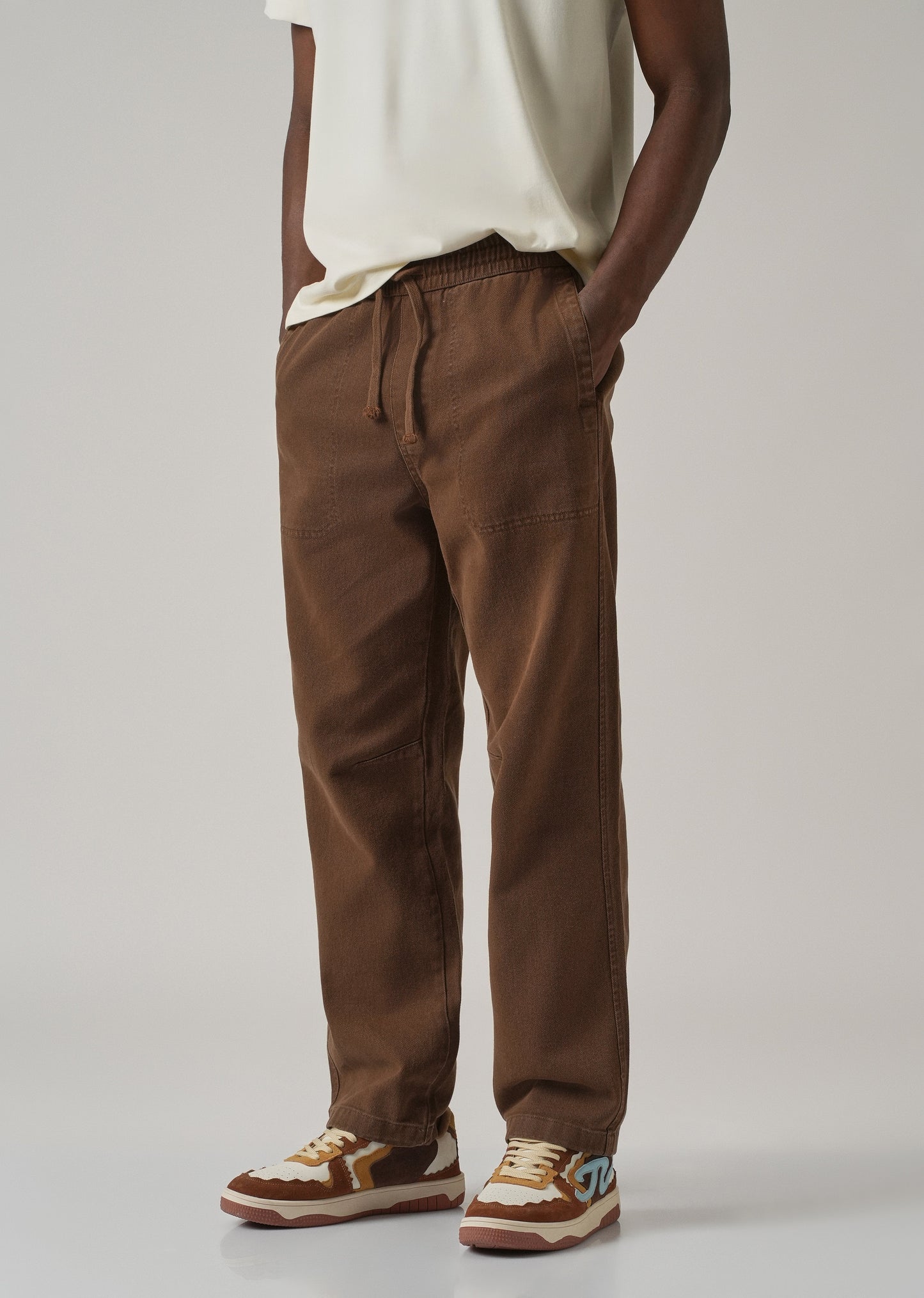 Light Brown Drawstring Drill Denim