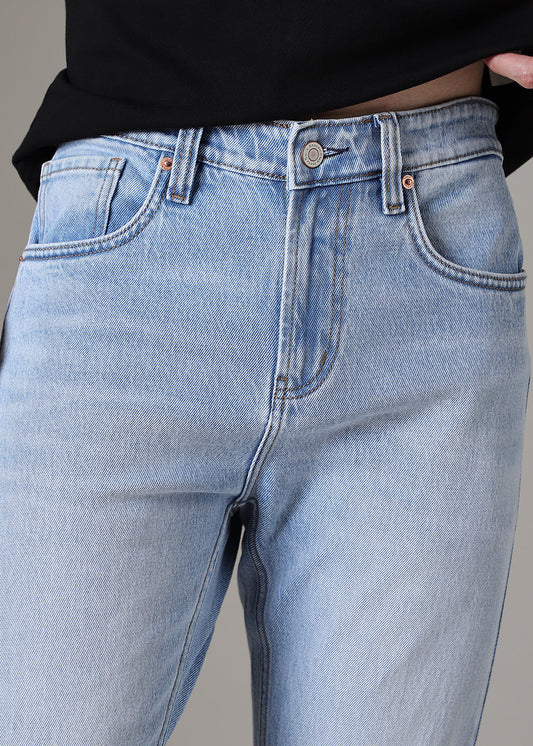 Mid Blue Straight Fit Denim