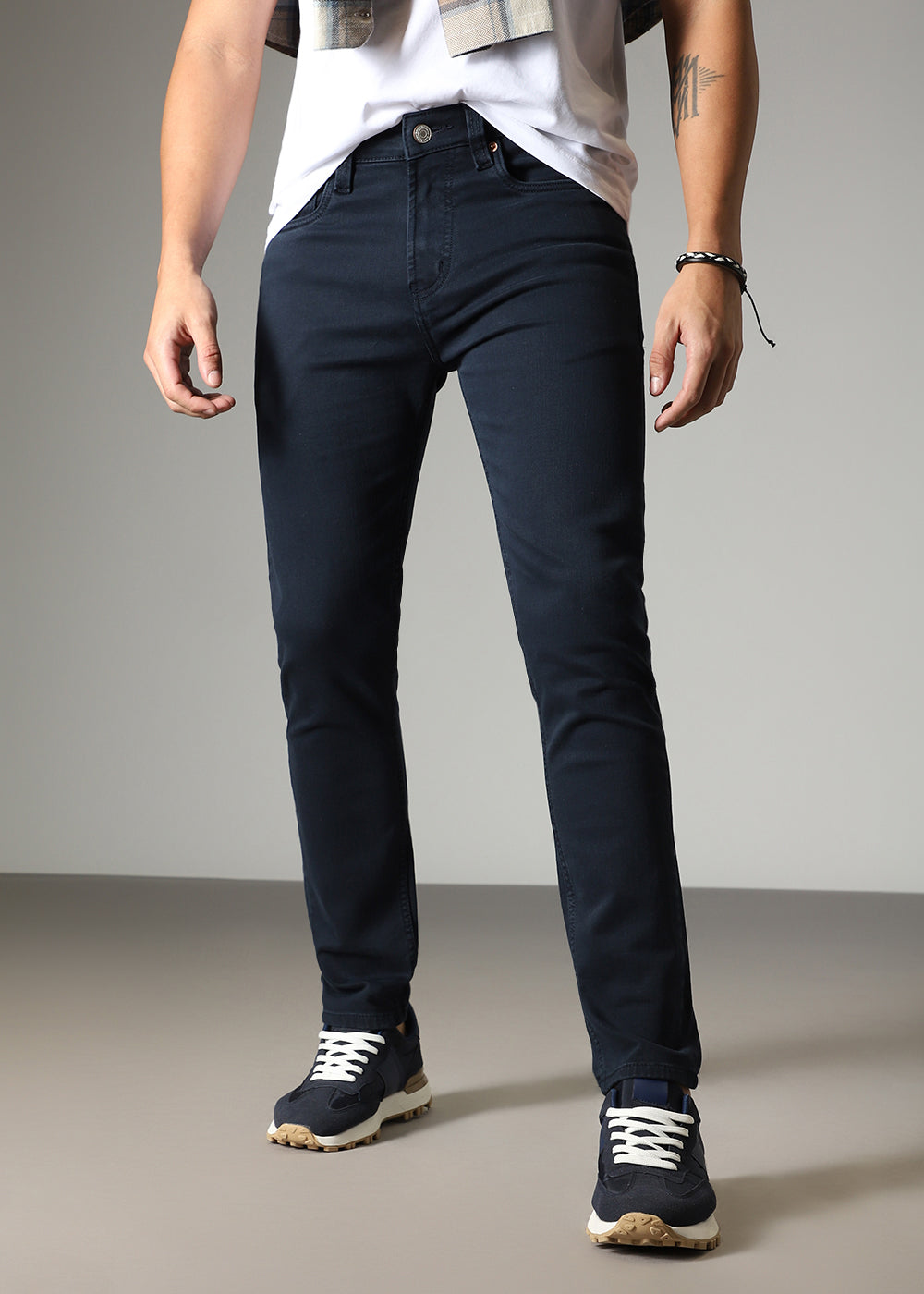 Navy Blue Ankle Slim Fit Denim