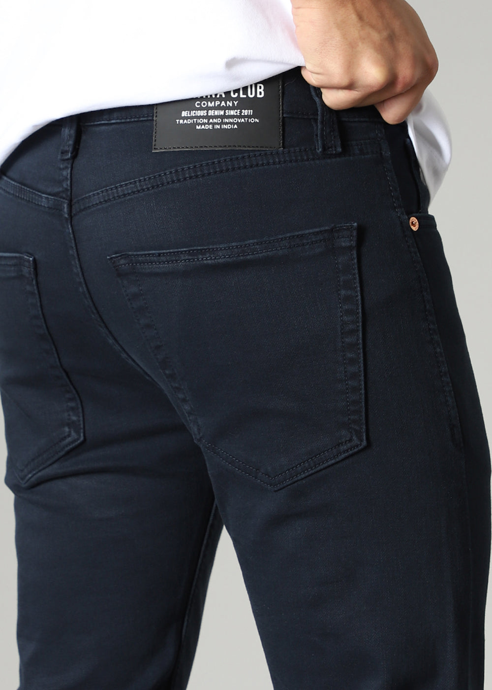 Navy Blue Ankle Slim Fit Denim