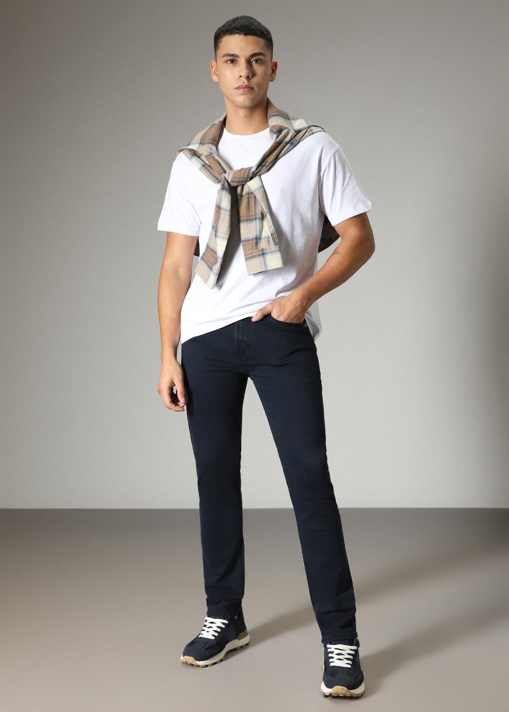 Navy Blue Ankle Slim Fit Denim