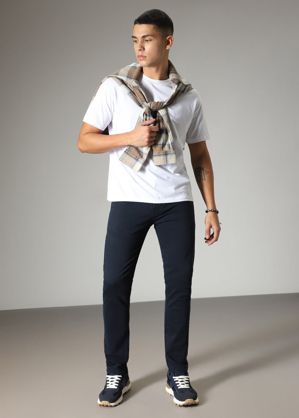 Navy Blue Ankle Slim Fit Denim