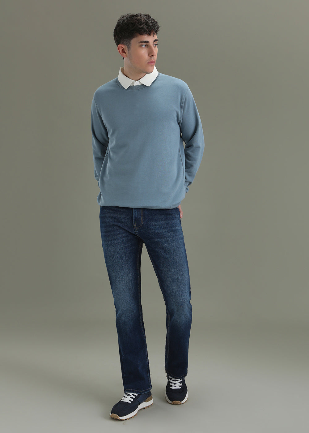 Navy Blue Straight Fit Denim