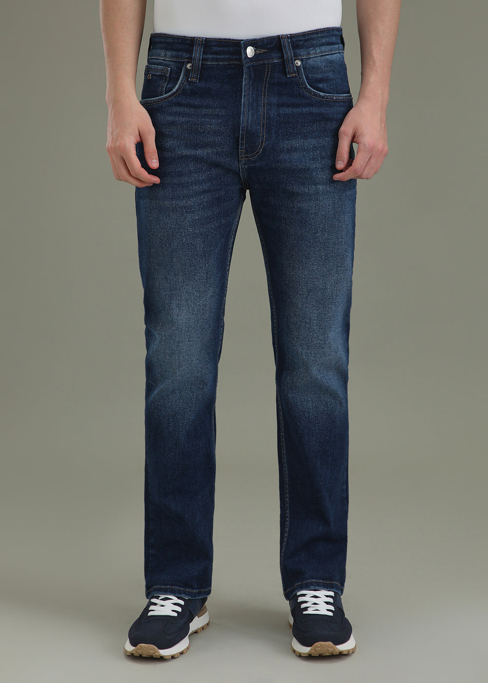 Navy Blue Straight Fit Denim