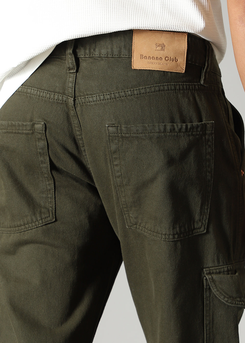 Olive Double Pocket Cargo Denim
