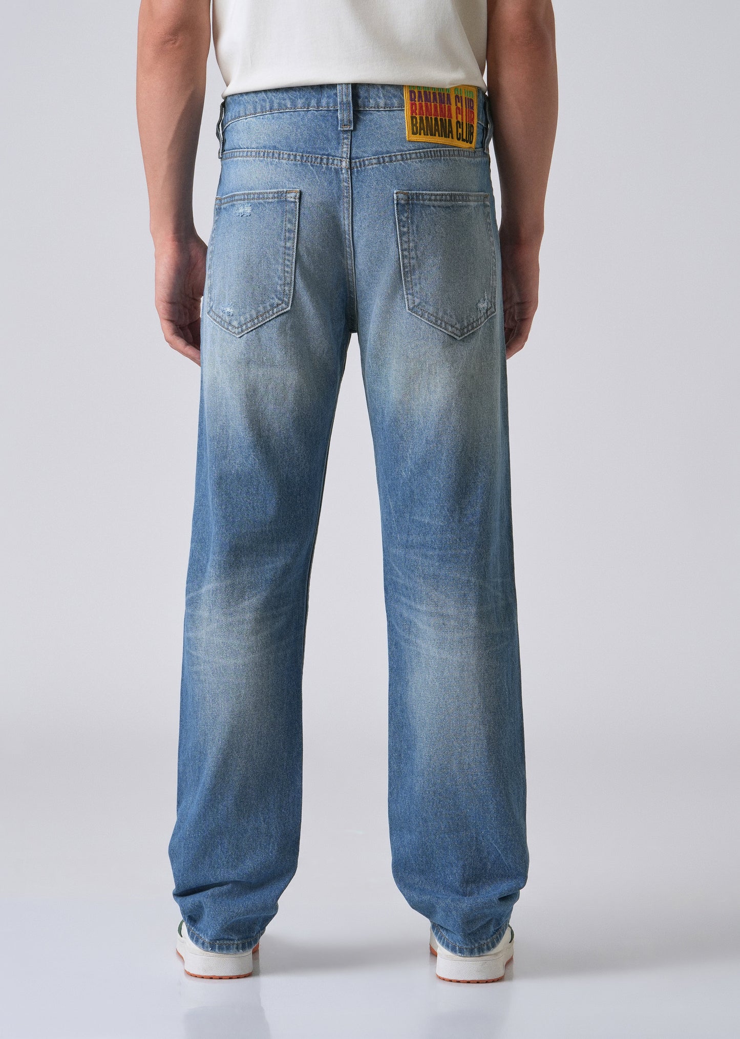 Ribbed Blue Straight Fit Denim