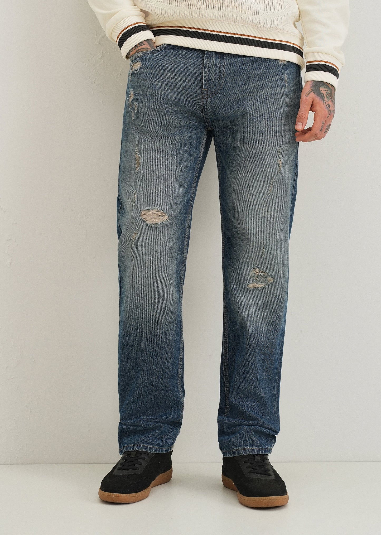 Ribbed Blue Straight fit Jeans