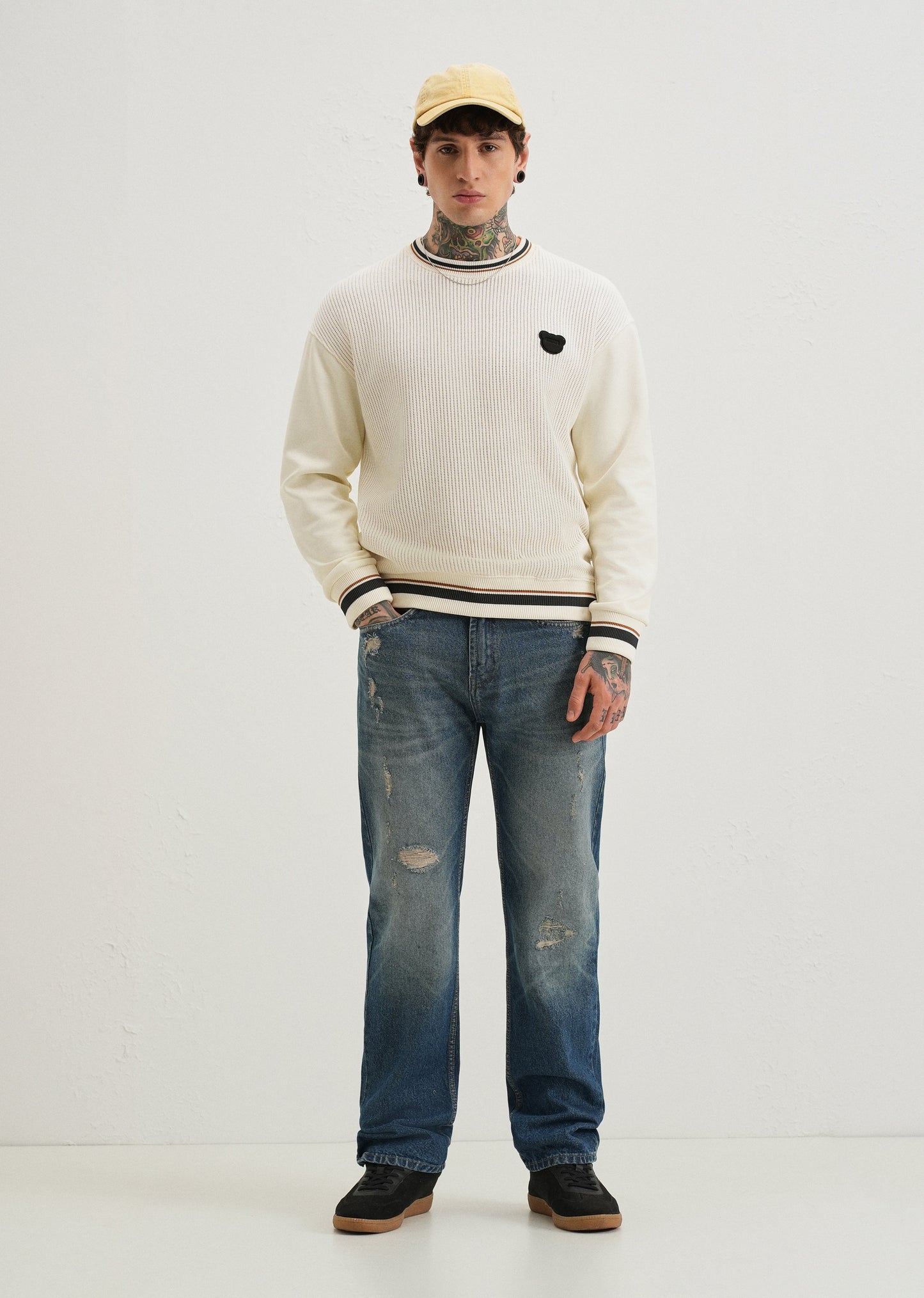 Ribbed Blue Straight fit Jeans