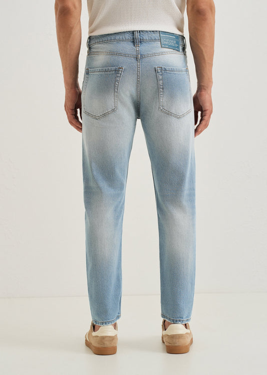 Ribbed Stone Blue Slim fit Jeans
