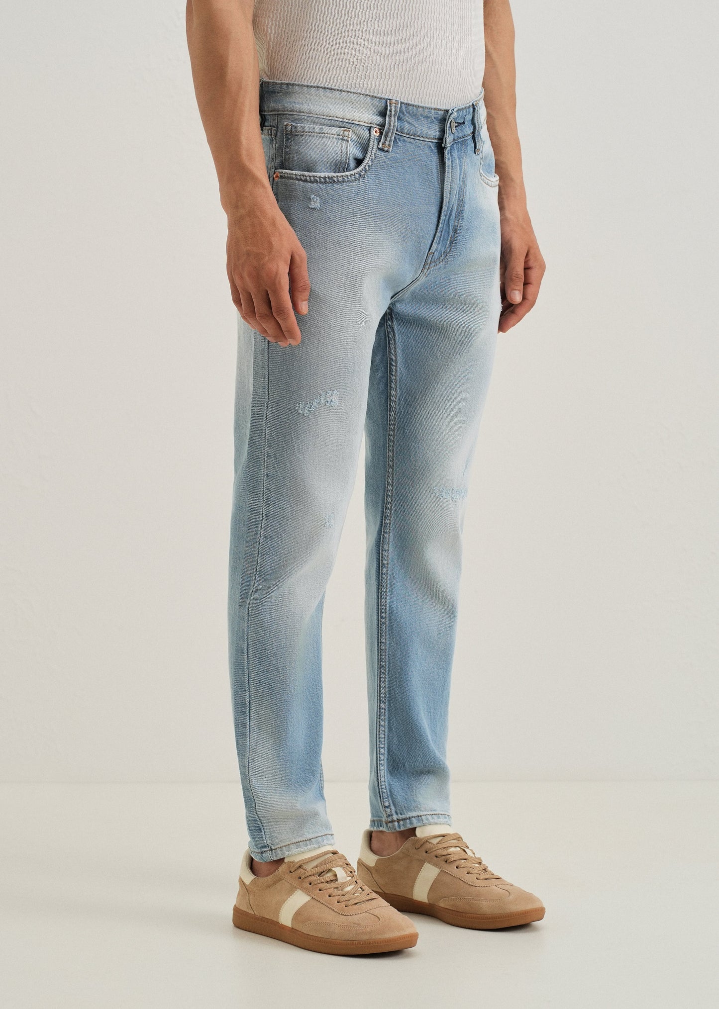 Ribbed Stone Blue Slim fit Jeans