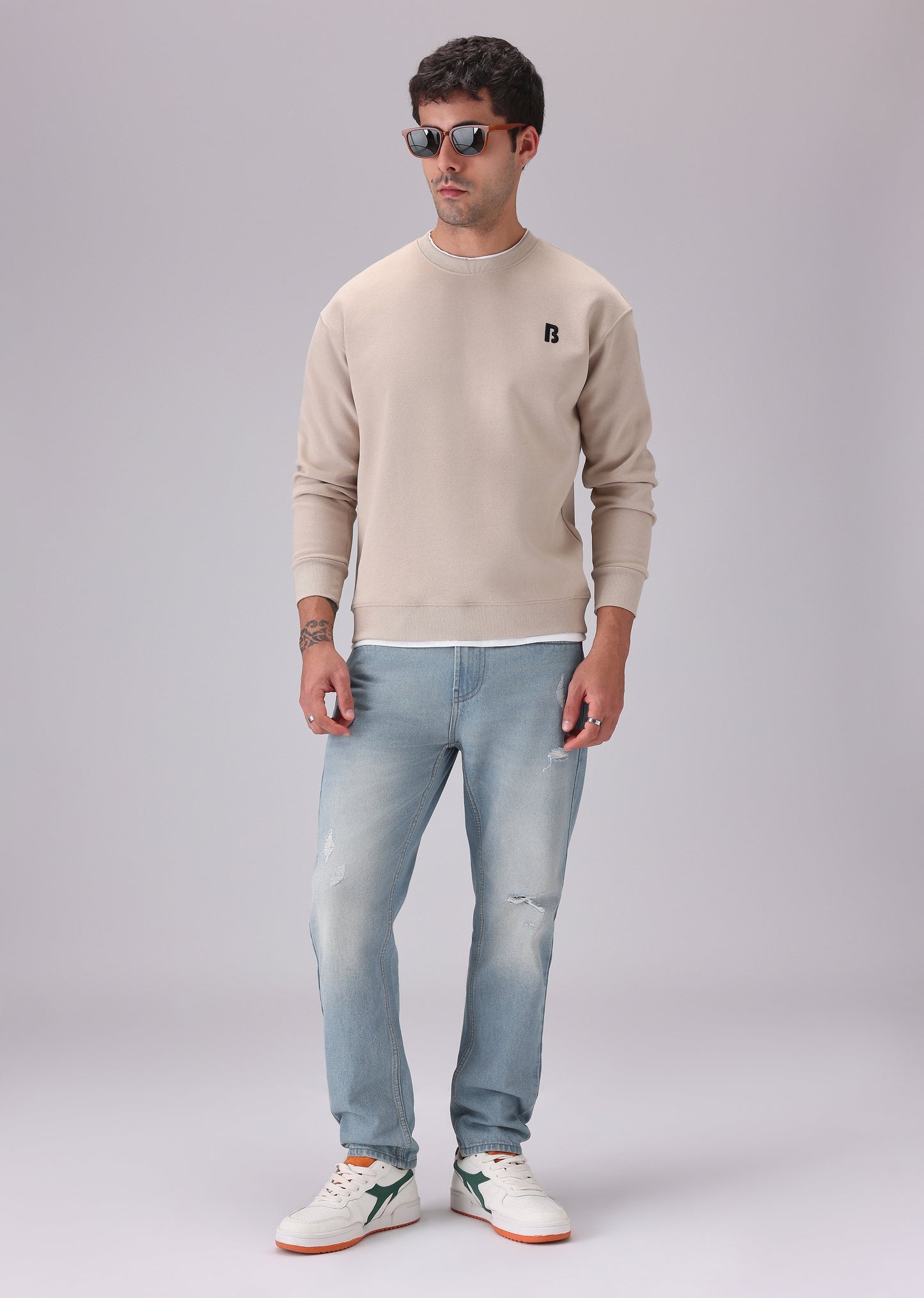 Wash Blue Ribbed Carrot Fit Jeans