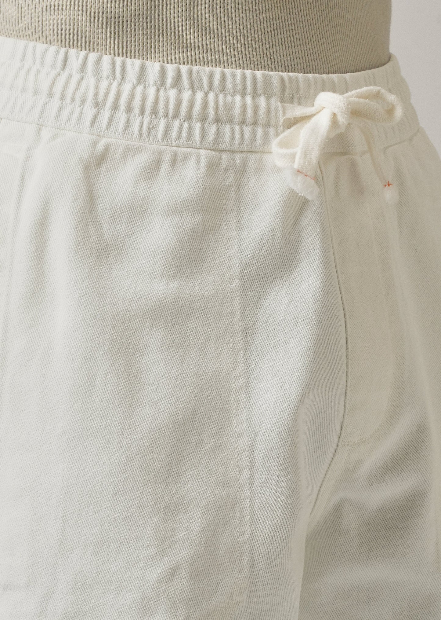 White Drawstring Drill Denim