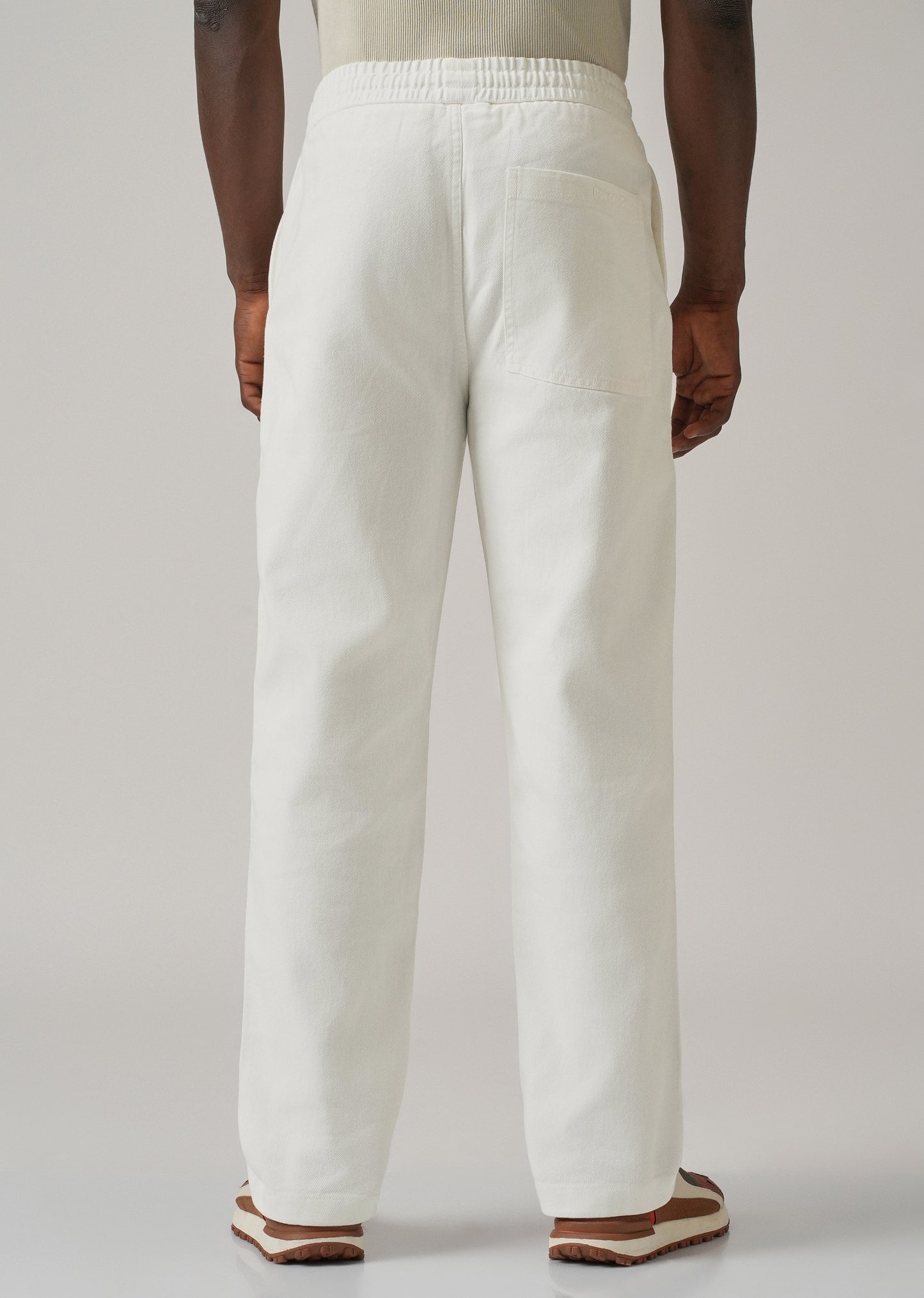 White Drawstring Drill Denim