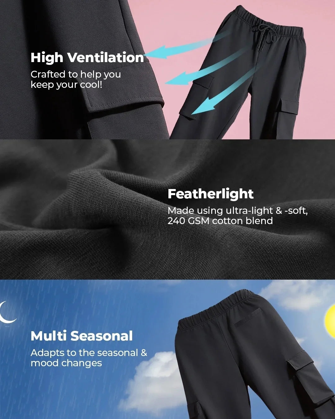 Men's Black Oversized Cargo Joggers