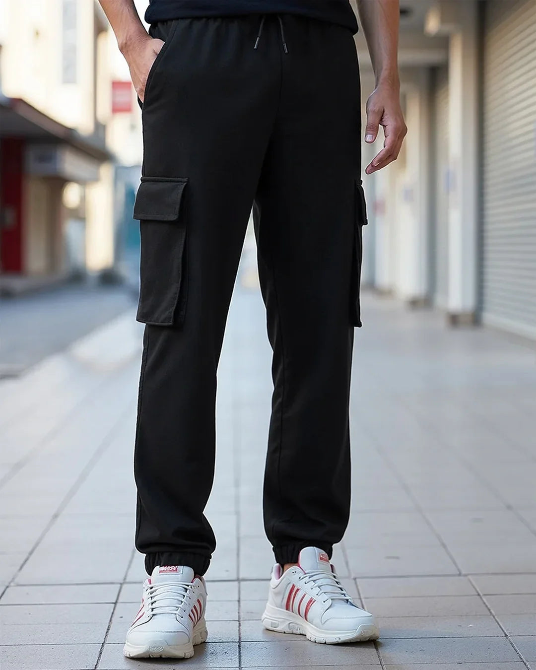 Men's Black Oversized Cargo Joggers