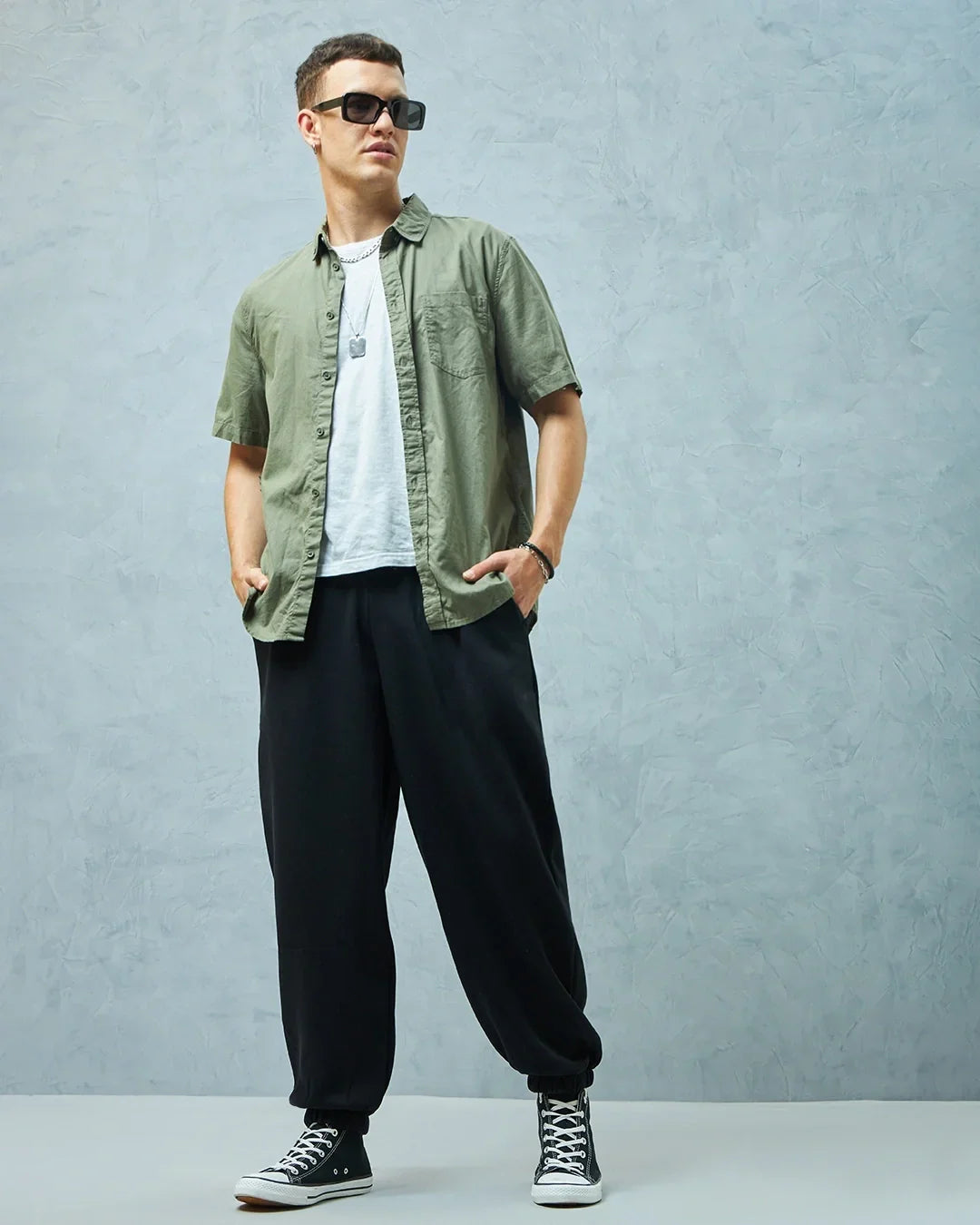 Men's Black Super Loose Fit Brushed Joggers