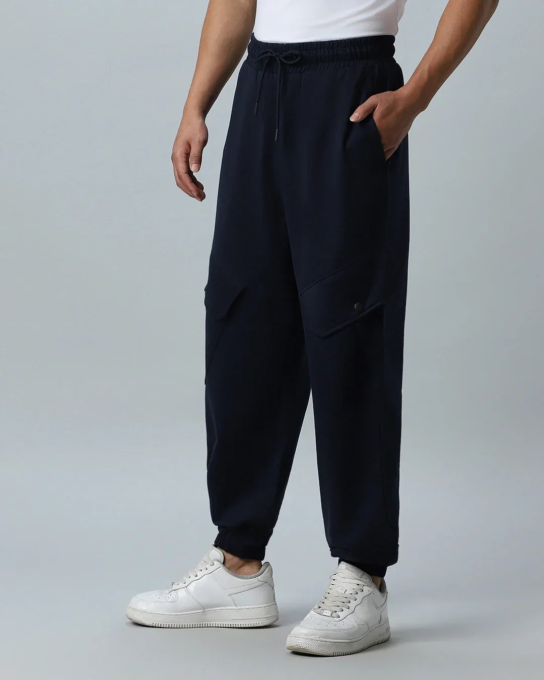 Men's Blue Oversized Cargo Joggers