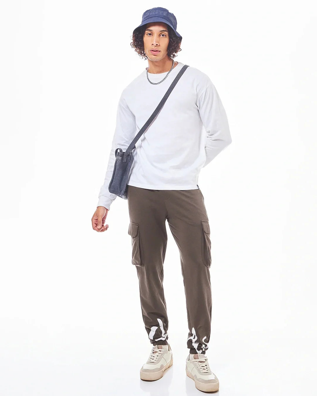 Men's Brown Chaos Typography Cargo Joggers