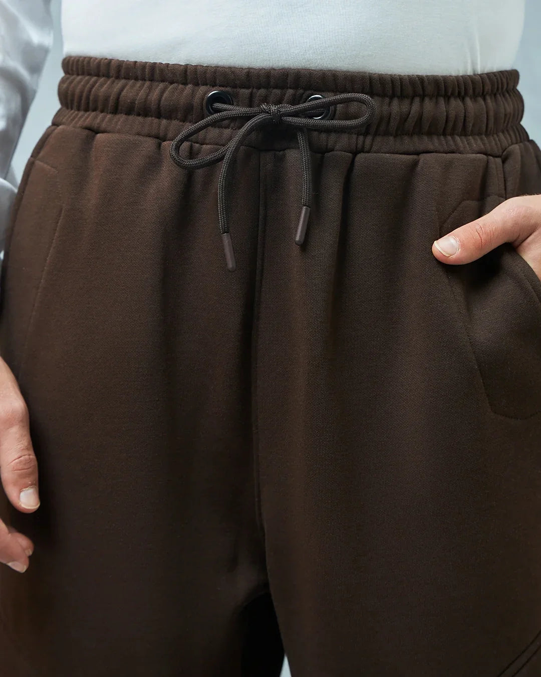 Men's Brown Super Loose Fit Brushed Cargo Joggers