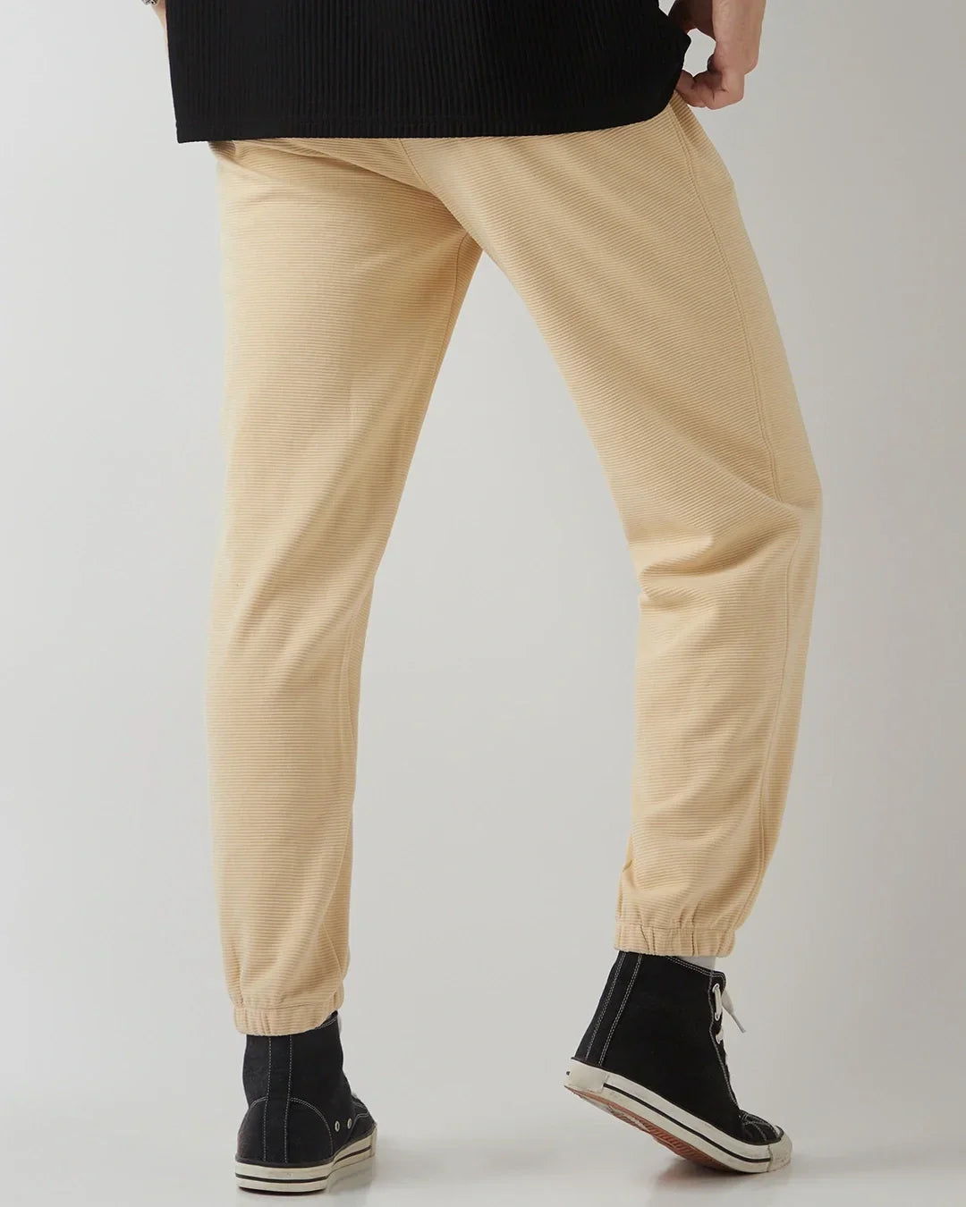 Men's Beige Textured Joggers
