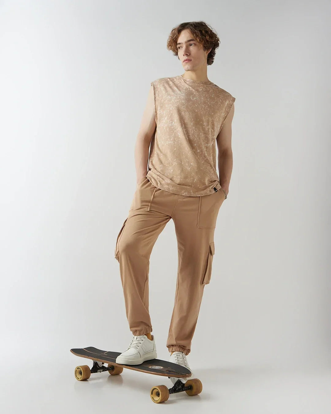 Men's Ginger Root Brown Oversized Cargo Joggers