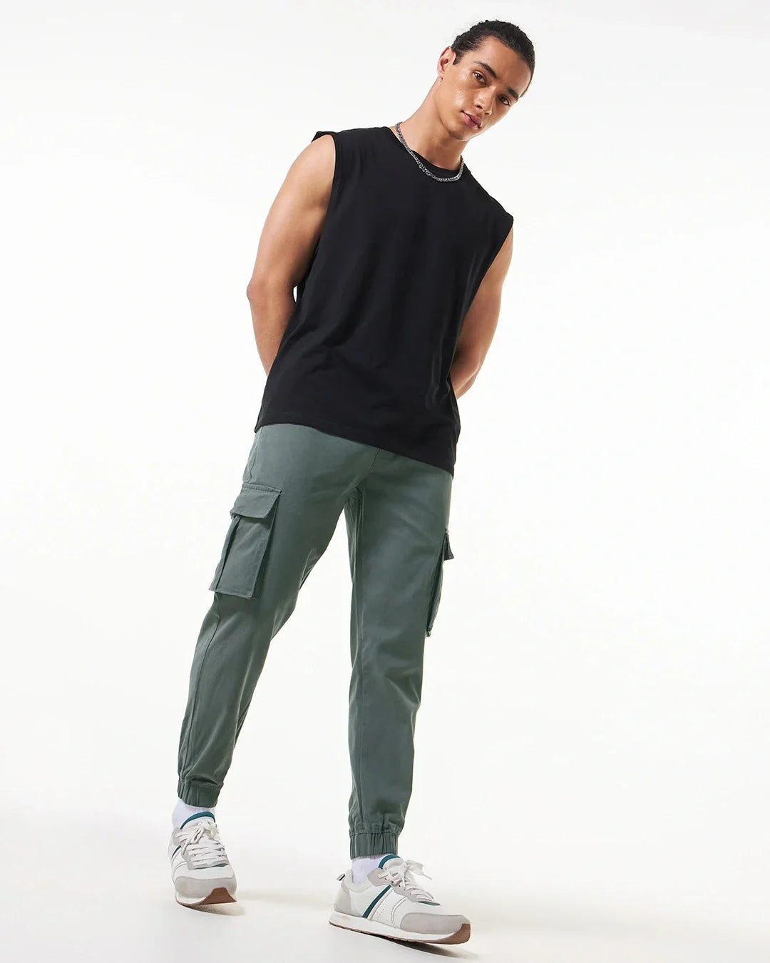 Men's Grey Oversized Cargo Jogger Pants