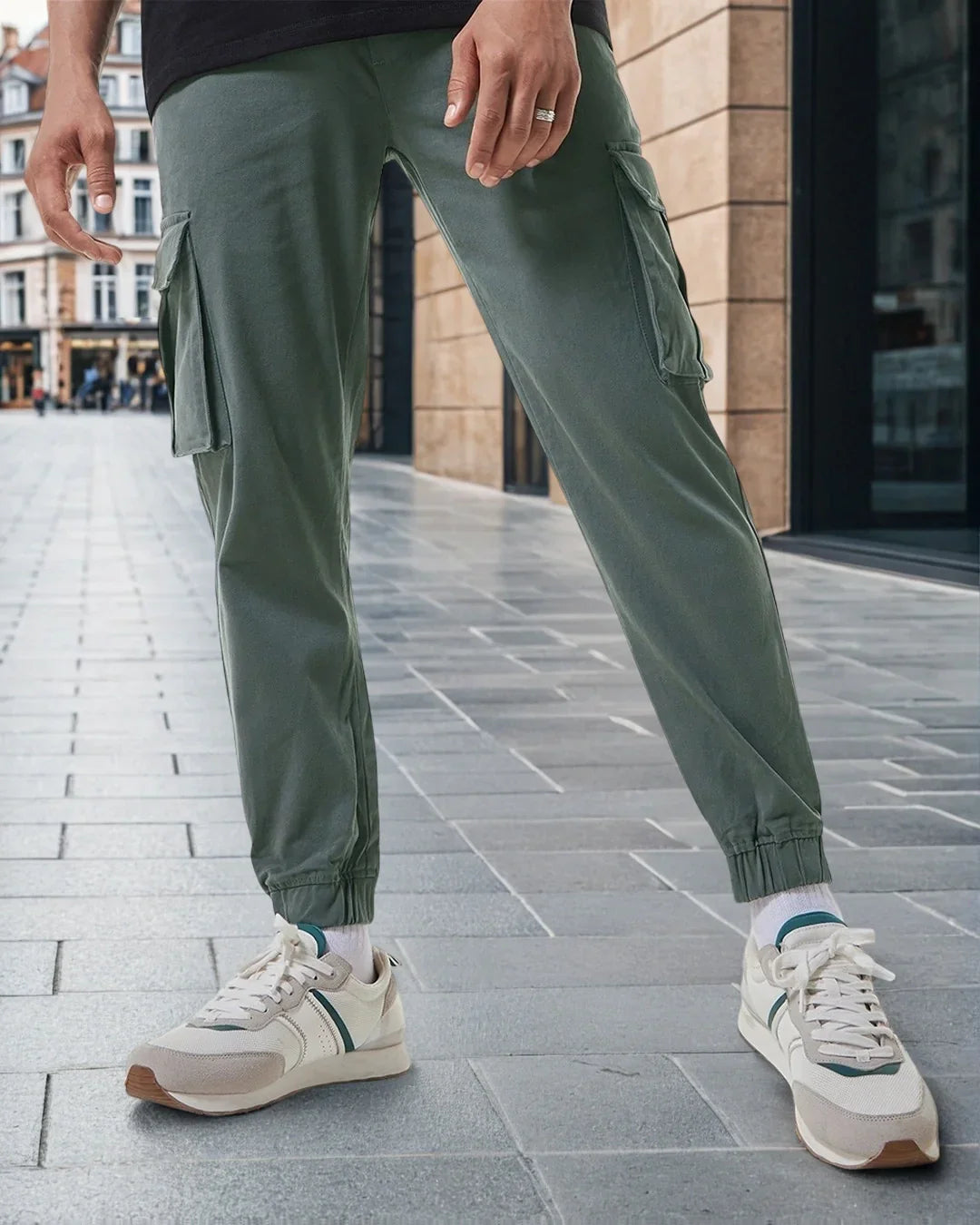Men's Grey Oversized Cargo Jogger Pants