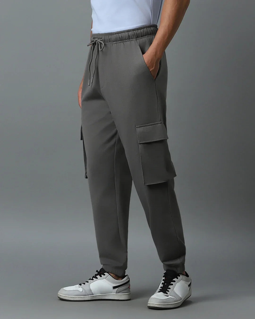 Men's Grey Oversized Cargo Joggers